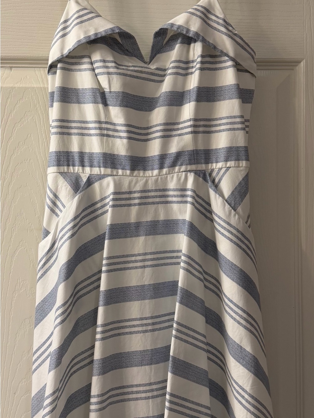Trixxi Blue & White Striped Fit & Flare Coastal Summer Sundress with Pockets Med